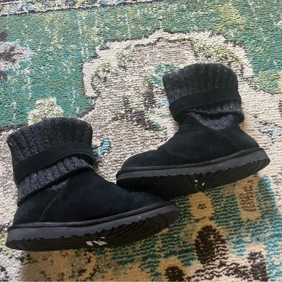 Black suede UGG sheepskin knit winter designer boots